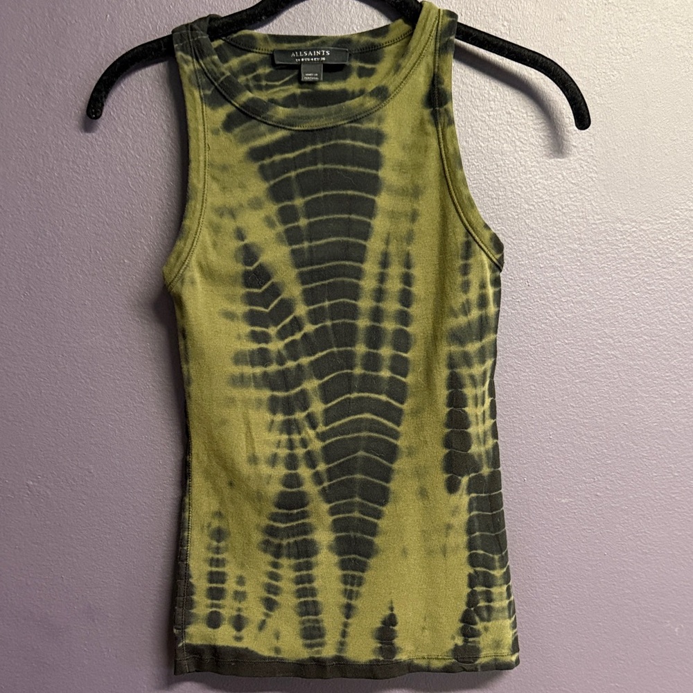 AllSaints Olive & Black Tie-Dye Muscle Tank - Picture 5 of 7